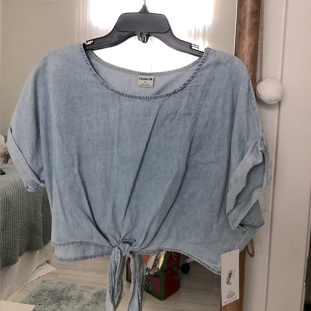 Hurley Denim Crop Top Tie Front (Large)